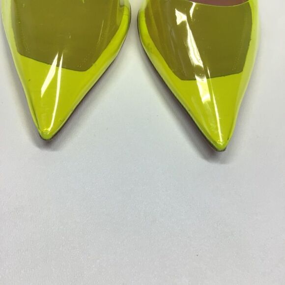 Amina Muaddi Holli Slingback Heels Yellow PVC Pointed Toe Women’s EU 38 - Picture 4 of 16